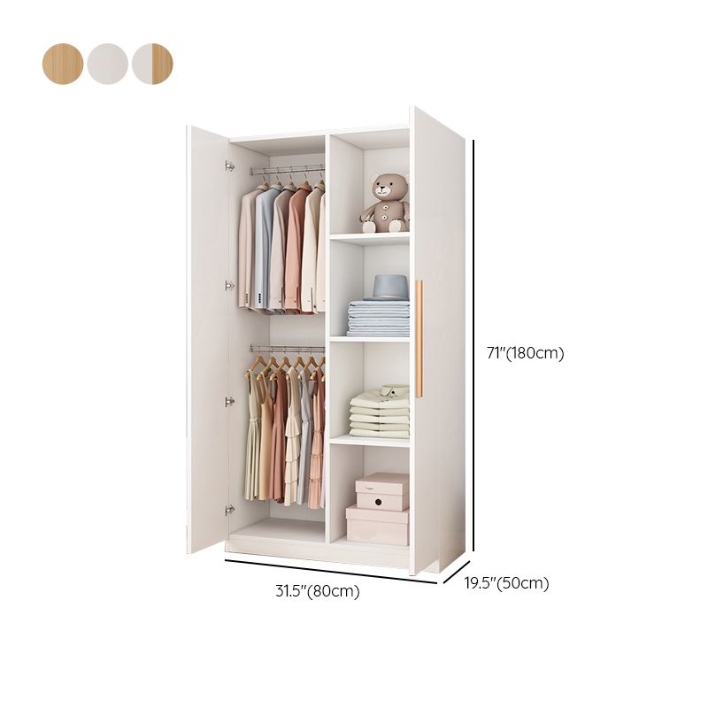 Wooden Frame Wardrobe Freestanding Wardrobe Armoire with Shelves and Clothes Rail