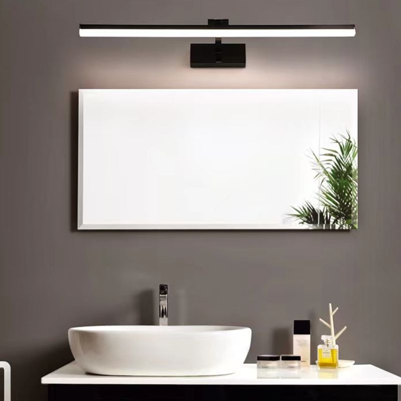 Lineal estilo moderno moderno tocador de tocador 1 luz de espejo LED de luz para baño en negro