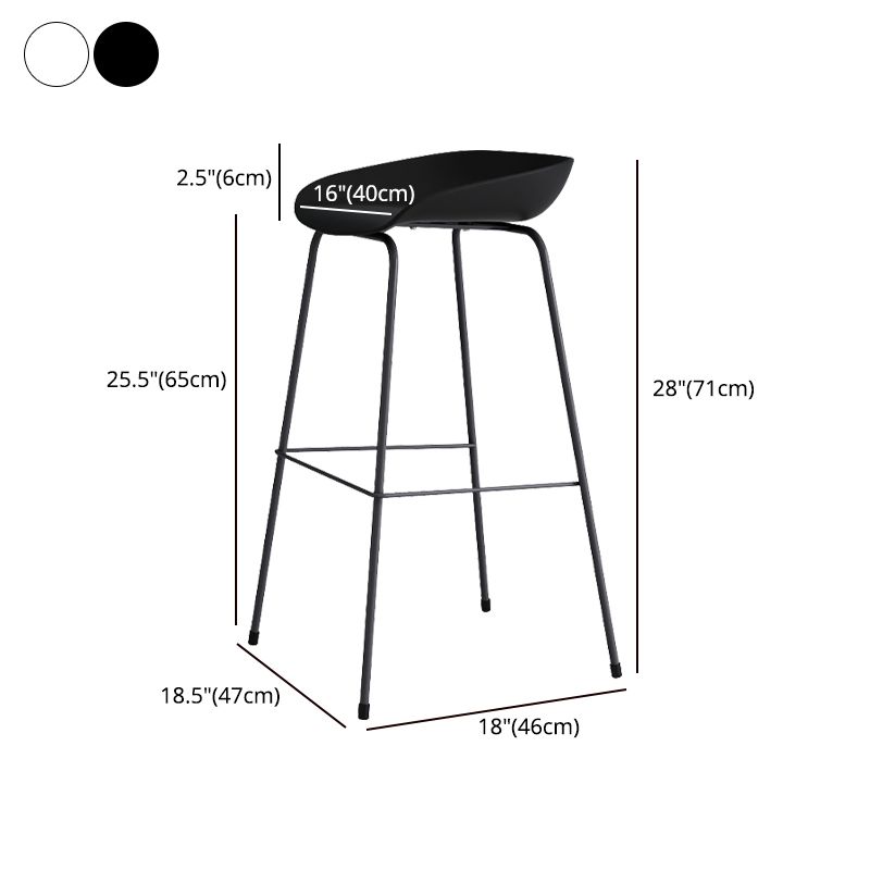 Contemporary Bar-stool Plastic Counter Bar Stool with Metal Legs for Kitchen