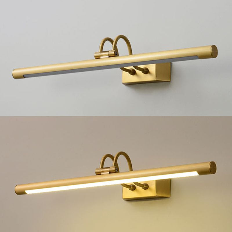 Brass Straight Mirror Light Modern Style Single Light Wall Lamp for Bedroom