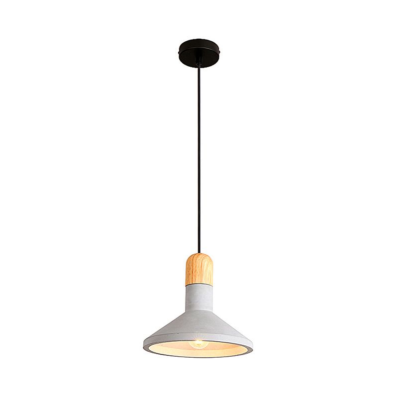 Pendre minimaliste en forme d'entonnoir ciment 1 bulbe de salle à manger suspension luminaire en gris