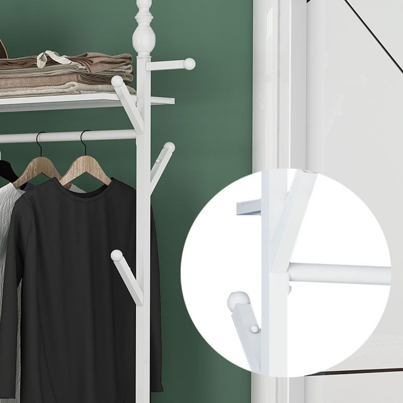 Contemporary Solid Color Coat Hanger Free Standing Coat Rack with Storage Shelving