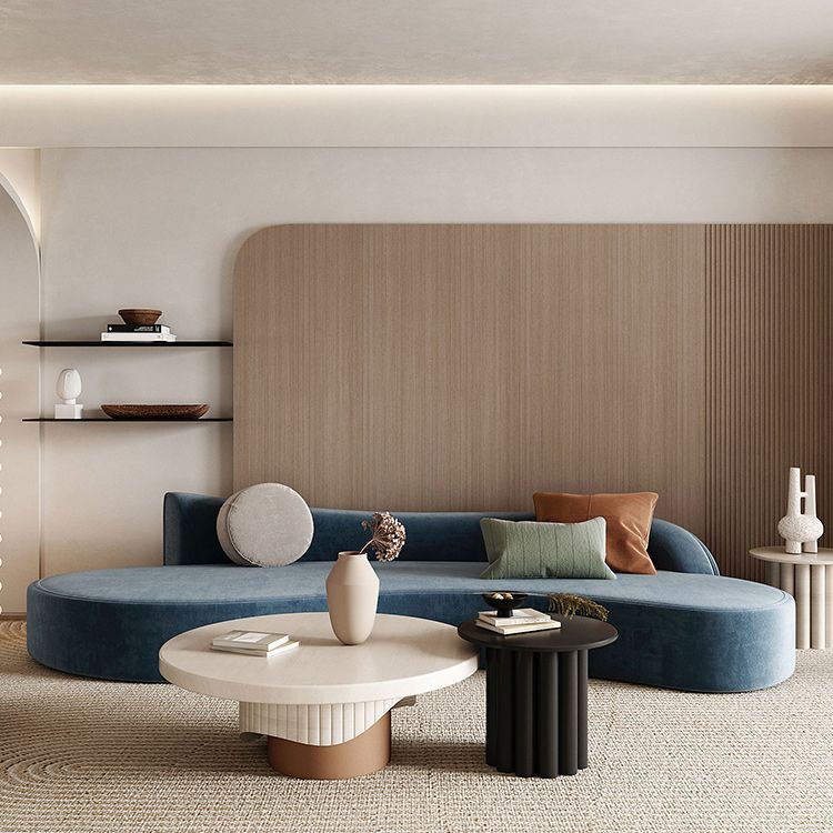 Velvet Modern Curved Sofa 39.37" D Armless Sofa with 2 Pillows