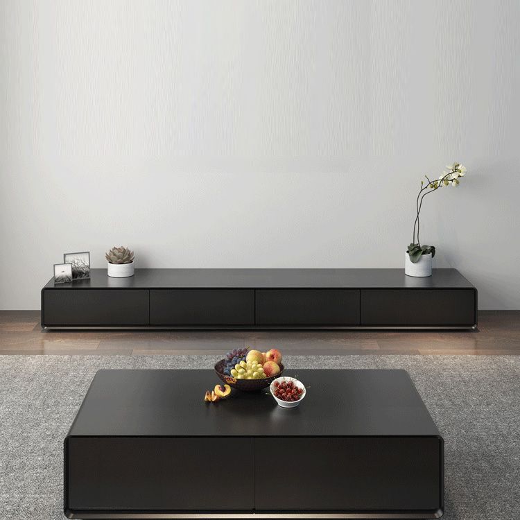 Modern Style Rectangular Wooden Table Abstract Base Coffee Table