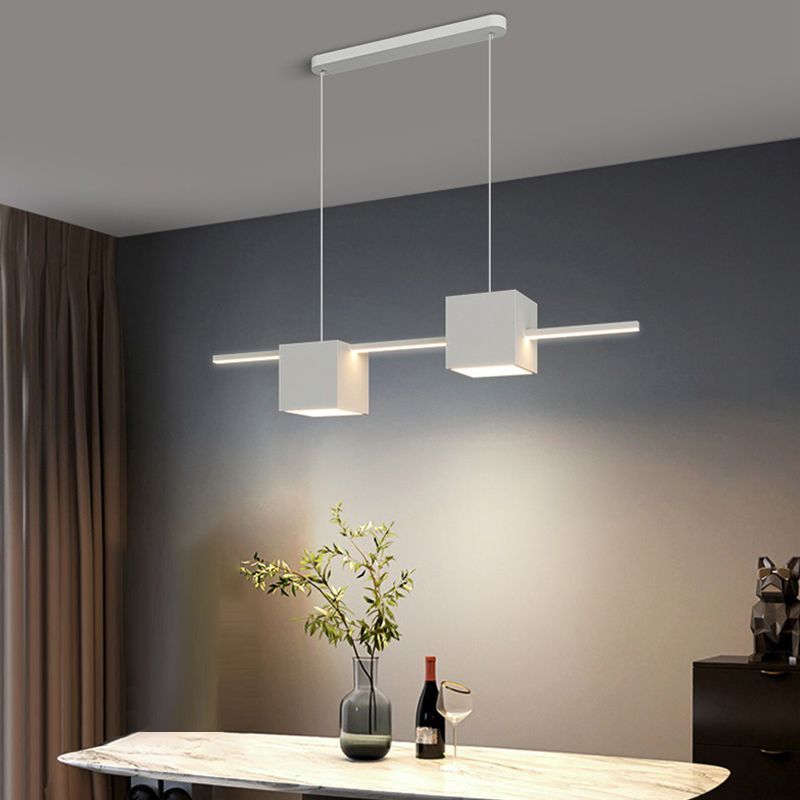 LED Island Light Modern White Island Hanging Light with Silica Gel Shade for Dining Room