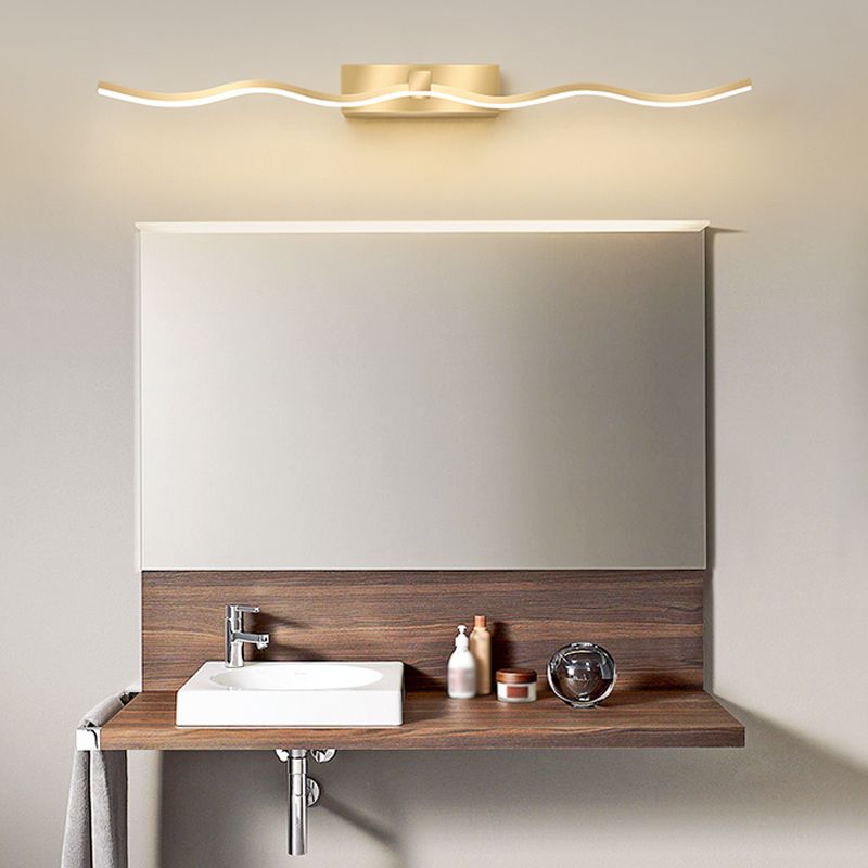 Lámpara moderna de lámpara de espejo simple lámpara de espejo de maquillaje ondulado led para baño de baño