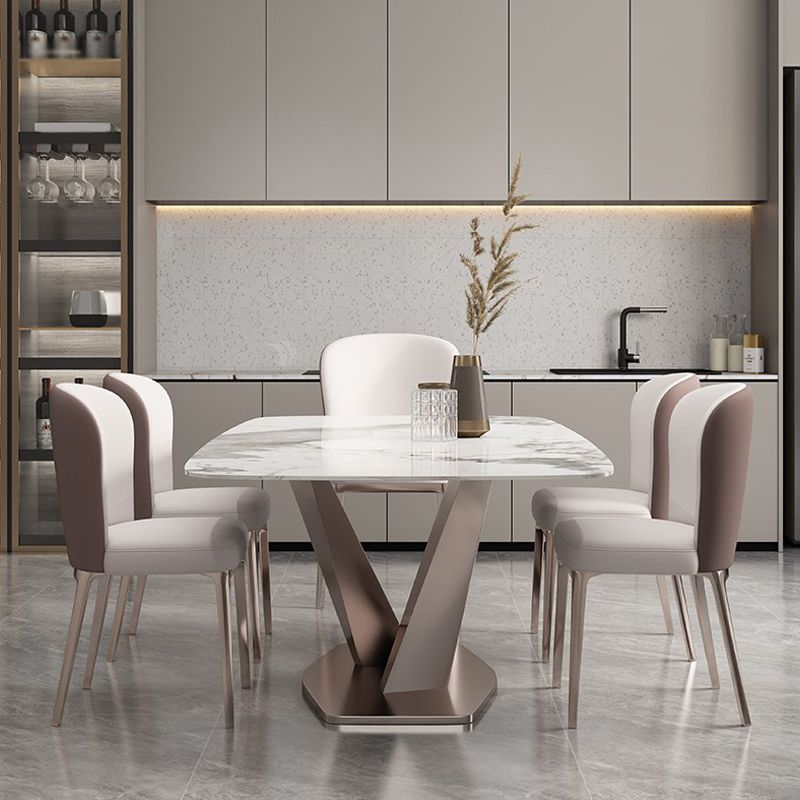 Modern Sintered Stone Top Dining Set Rectangle 1/4/5/6/7 Pieces Dining Room Table Set