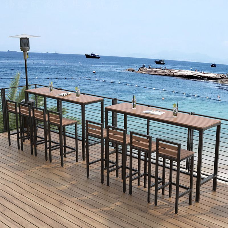 Industrial Bar-height Table with Black Legs and Metal Base Bar Table