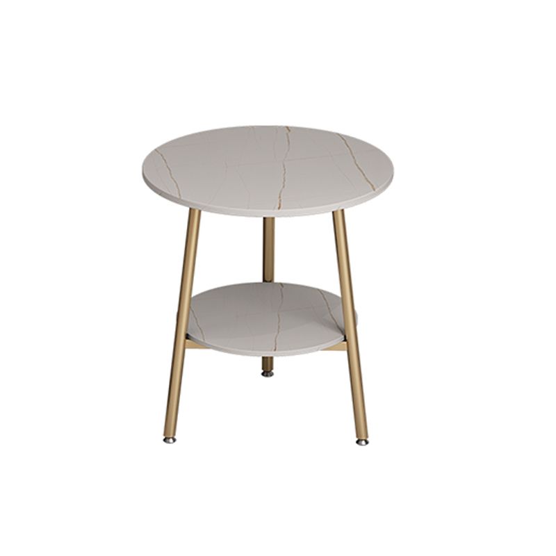 Modern Slate Top Round Double Tier End Table 3 Legs End Table
