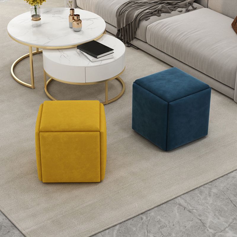 Modern Velvet Target Pouf Plain Square with Storage Stain Resistant Storage Ottoman