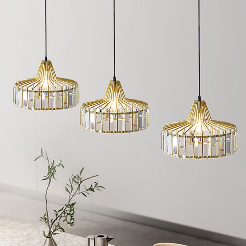 Contemporary Style Drum Crystal Hanging Lamp 1-Light Simplicity Bedside Mini Lighting Pendant