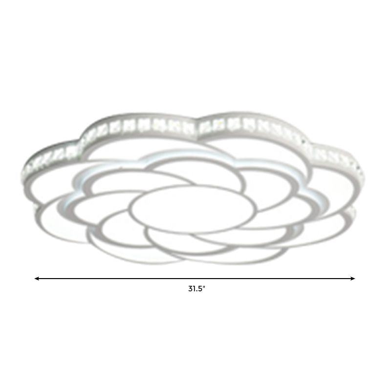 31.5"/39" Wide Blossom Large Flush Mount Fixture Modern LED Crystal Accent Flush Mount Lamp in Warm/White Light