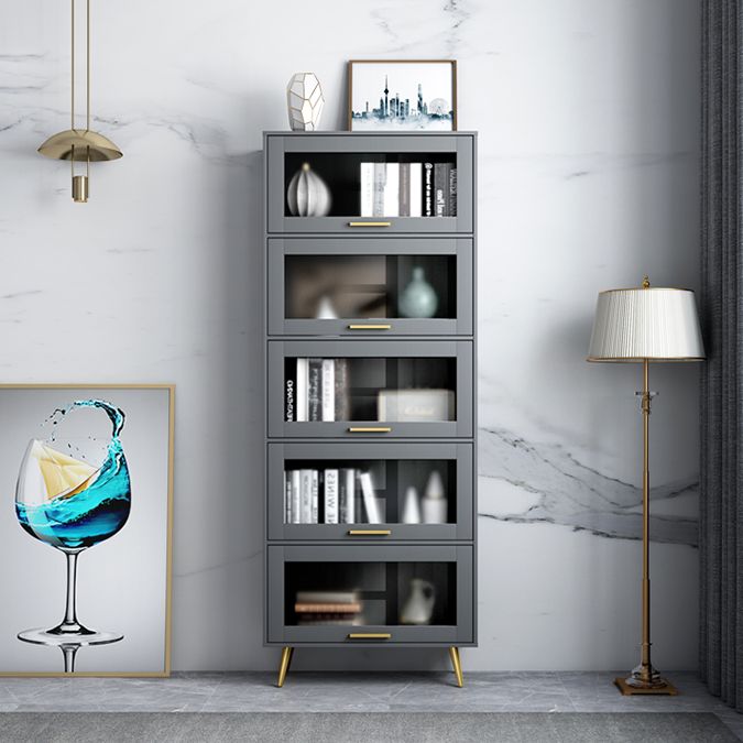 Modern Style Bookcase Closed Back Bookshelf with Door for Home Office