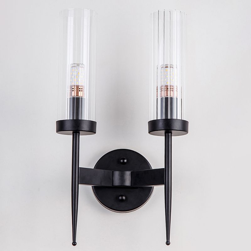 Luz de apliques de hierro con accesorios de iluminación de pared posmoderna de sombra transparente