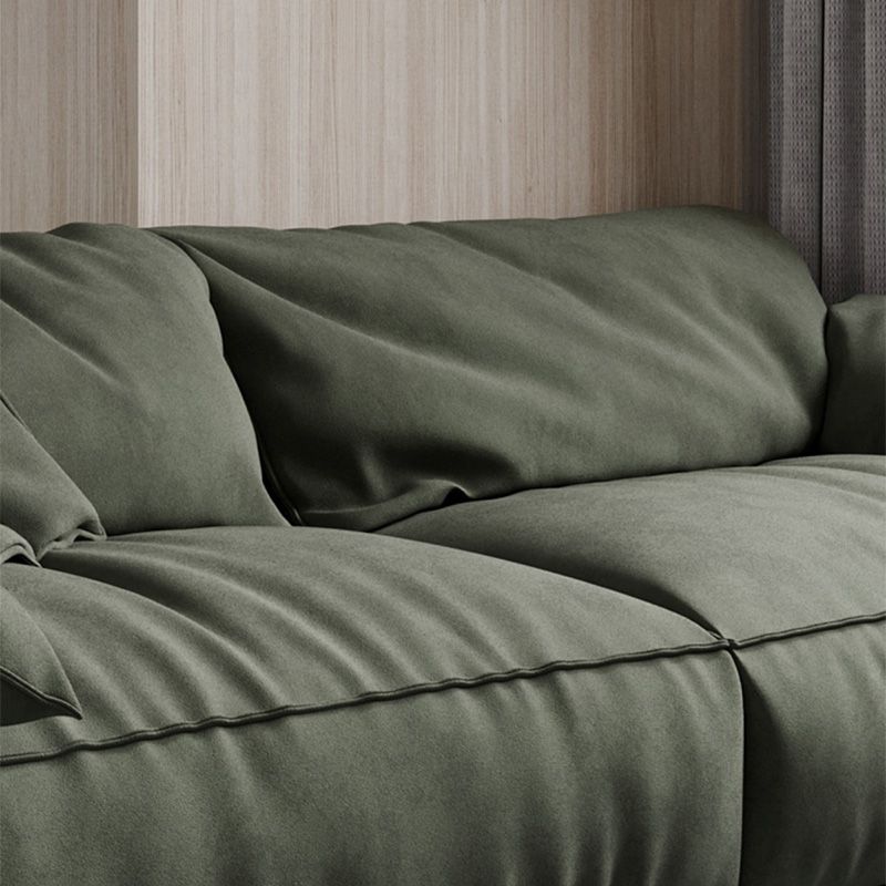Slipcovered Stationary Living Room Pillow Top Arm Cushions Green Sofa