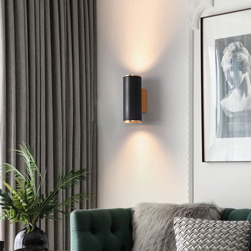 Medio cilindro forma de pared de metal estilo moderno 2 luces luz de montaje de pared