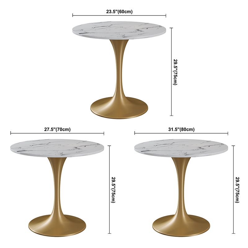 Sintered Stone Modern Style Dining Table White Round Table with Tulip Base