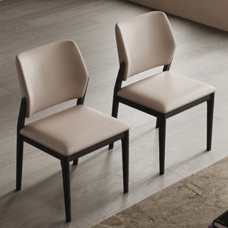Contemporary Style Open Back Chairs Armless Side Chairs with Wood Legs for Kitchen