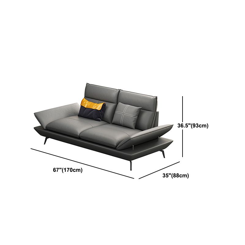 Black Flared Arm Sofa Contemporary Standard Sofa for Living Room