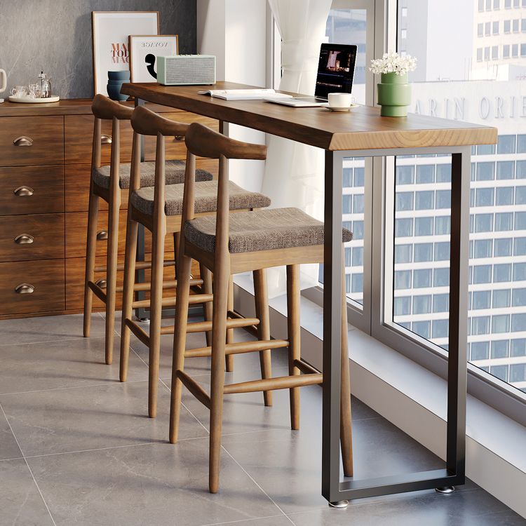 Modern Rectangle Wood Bar Table Metal Base for Milk Tea Shop