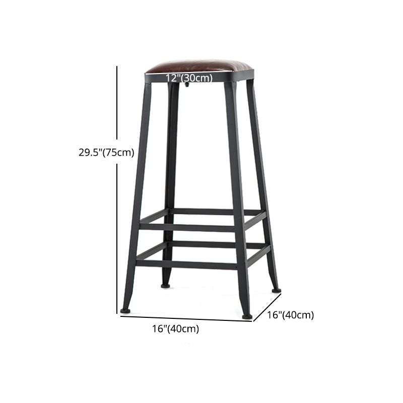 Industrial Footrest Armless Barstool Leather Stackable Coffee Shop Stool