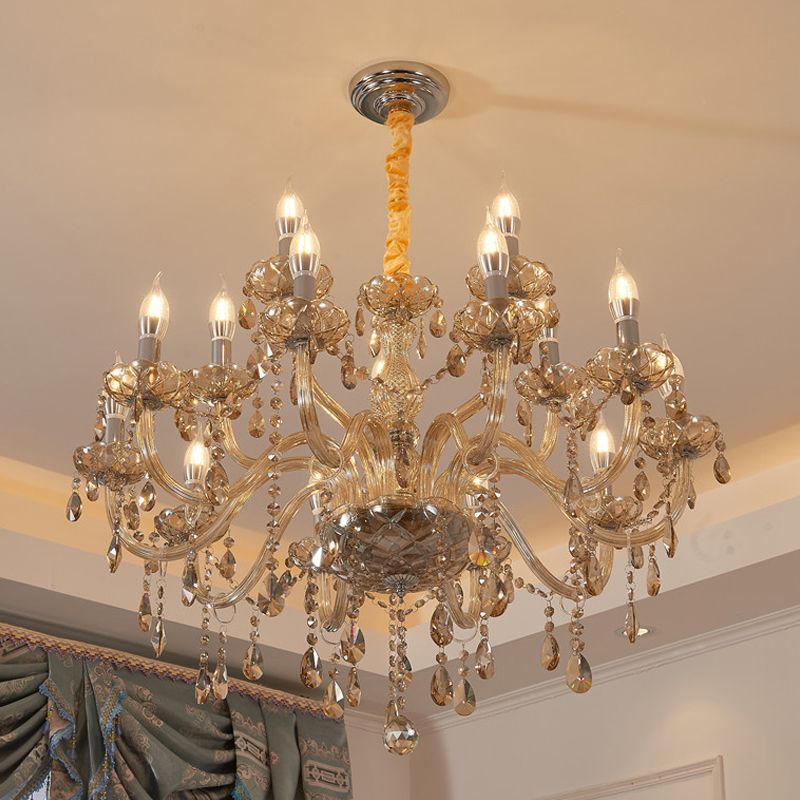 Candlestick Chandelier Light Fixture Victorian Crystal Hanging Chandelier for Living Room