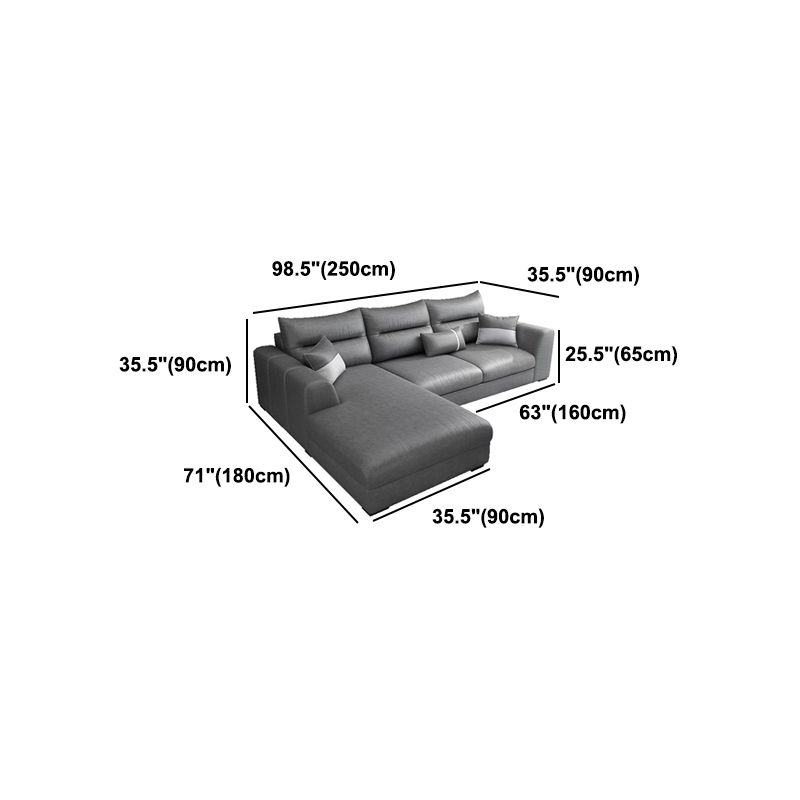 Faux Leather Sectional Stain-Resistant Square Arm Sectional with Pillowed Back Cushions