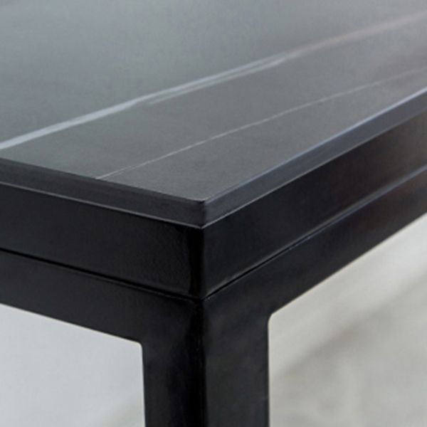 Sintered Stone Bistro Bar Desk Rectangle Bar Height Table with Trestle Base