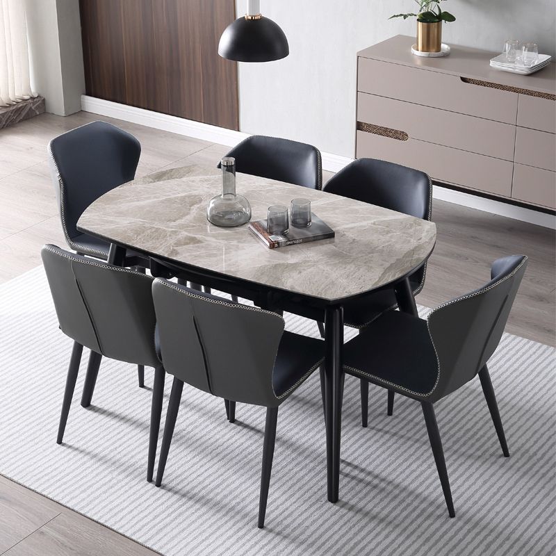 Eenvoud Ronde Eetkamertafel Gesinterde stenen tafel met 4 zwarte poten