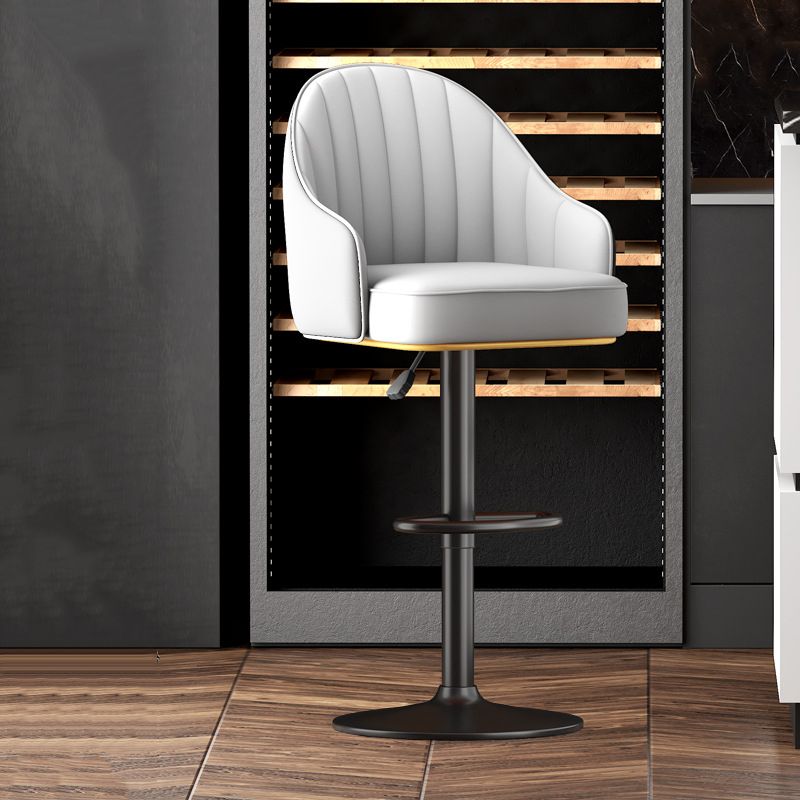 Home Adjustable Height Swivel Stool Contemporary Leather Barstool