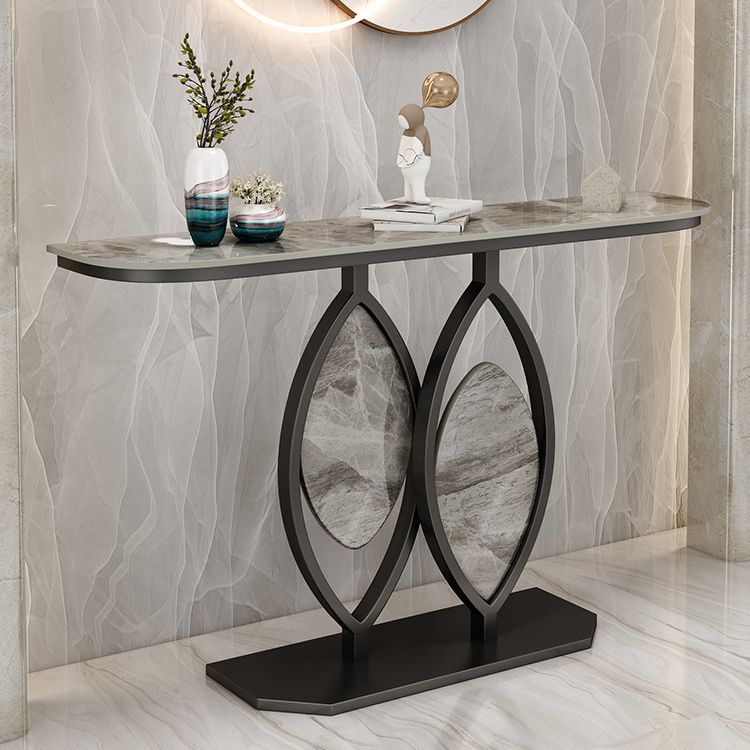 Glam Stone Console Table Scratch Resistant End Table for Hall