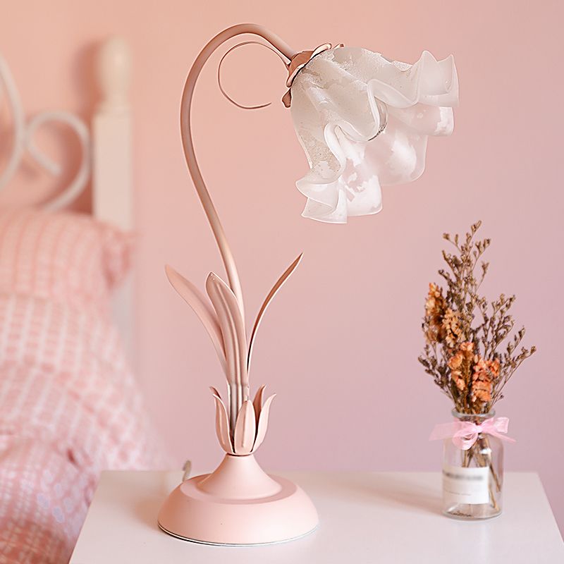 Lampada da tavolo a forma di giglio rosa coreano Opal Glass Opal Conooni per camera da letto singola Light