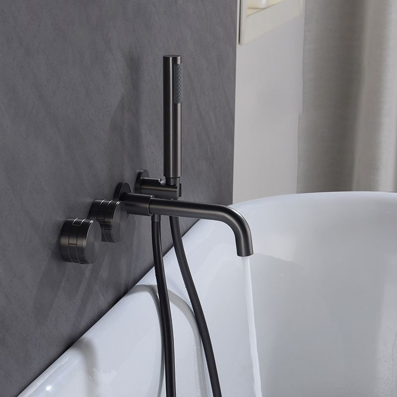 Modern Wall Mounted Metal Tub Filler Trim Low Arc Bathroom Faucet