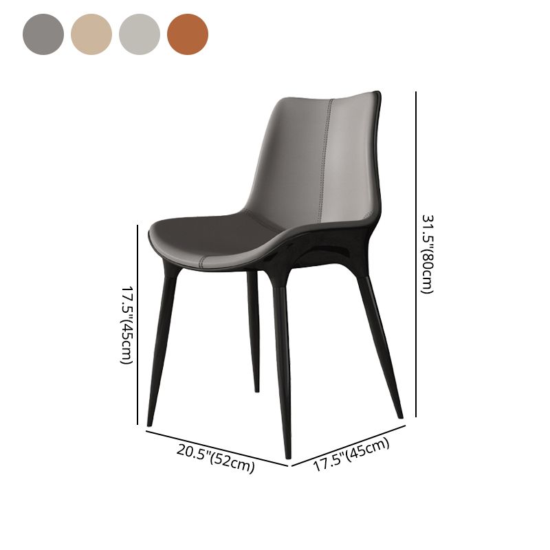 Sillas de comedor de cuero de estilo moderno, sillas tapizadas con respaldo sólido (juego de 2)