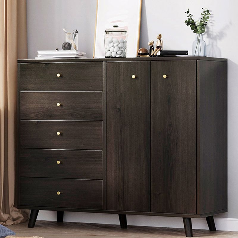 Contemporary Rectangle Side Cabinet with Drawers Wood Accent Chest