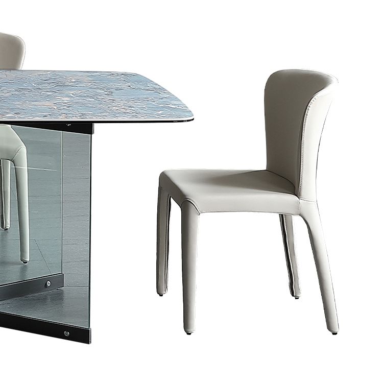 Blau Rechteck Sintered Stone Esstisch für 4/6 mit Glasbasis -Ess -Set für Restaurant