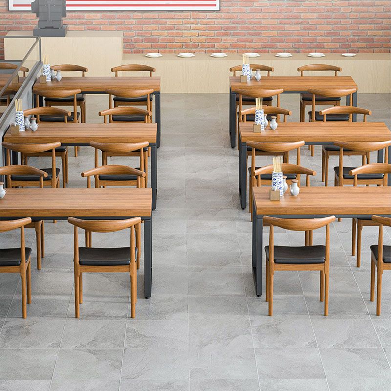 Natural Industrial 1/2/5/7 Pieces Dining Table Set Solid Wood Fixed Dining Table Furniture