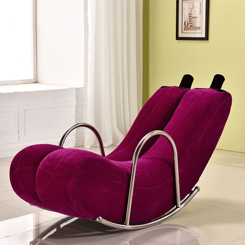 Upholstered Pure Color Rocking Chair Removable Cushions Rocker Chair for Drawing Room