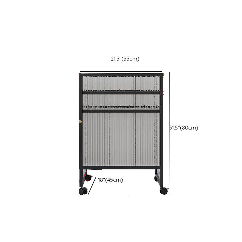 Knobs Scratch Resistant Modern Iron Accent Cabinet with Glass Top