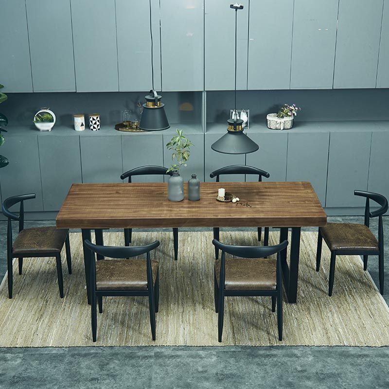 Industrial Style Wood Top Dining Table Metal Sled Base Dining Table without Chair