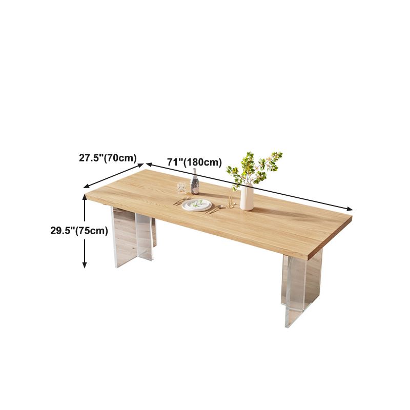Solid Pine Wood Dining Table Contemporary Dining Table with Double Pedestal Base