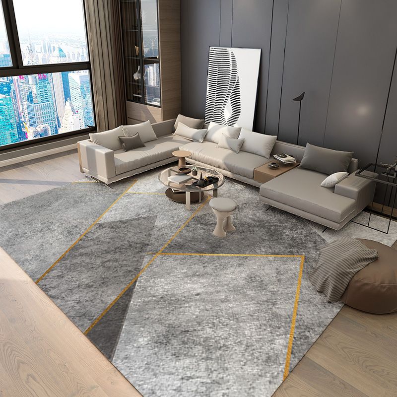 Modern Area Carpet Geometric Area Rug Polyester Home Decor Carpet with Non-Slip Backing