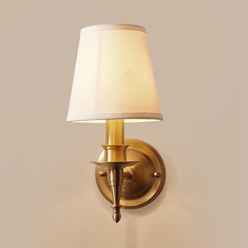 Cone Wall Lighting Modern Fabric Wall Light Fixtures in Gold