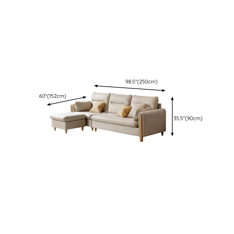 Solid Wood Square Arm Contemporary Fabric Sofa for Living Room