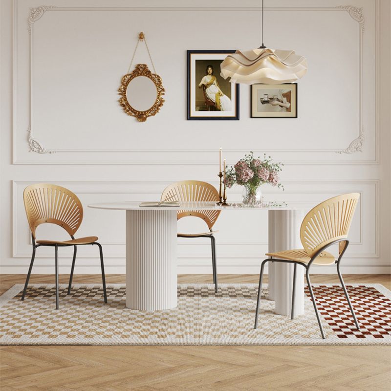 Modern 3 Legs Dining Table White Stone Table for Dining Room