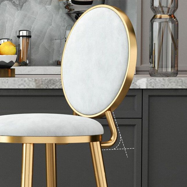 Glam Velvet Bar Stool Low Back Footrest Round Indoor Counter and Bar Stool