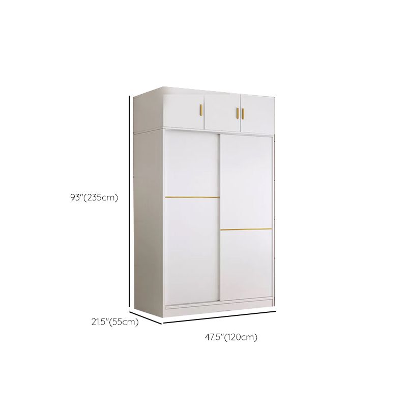 Contemporary White Wood Frame Wardrobe Freestanding Wardrobe with Soft Close Doors