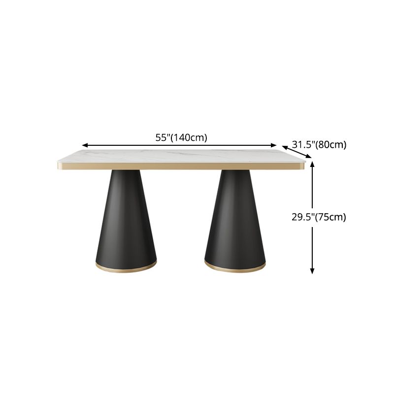 Sintered Stone Top Dining Table Traditional Luxury Dining Table with Metal Frame