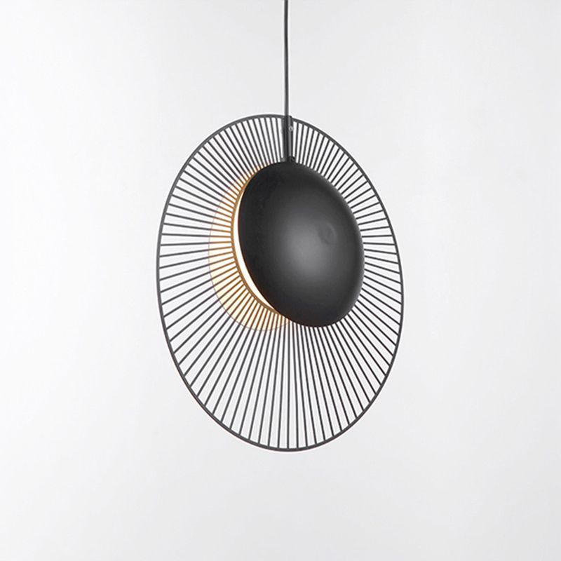 14 "/ 18" de large métal rond de large lumière suspendue 1 pendentif léger en noir pour salle à manger