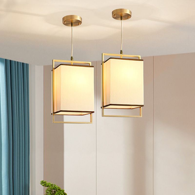 Minimalistische rechteckige Pendelleuchte Lampenmaterial 1 Kopf Diner hängende Licht mit Rahmen in Gold